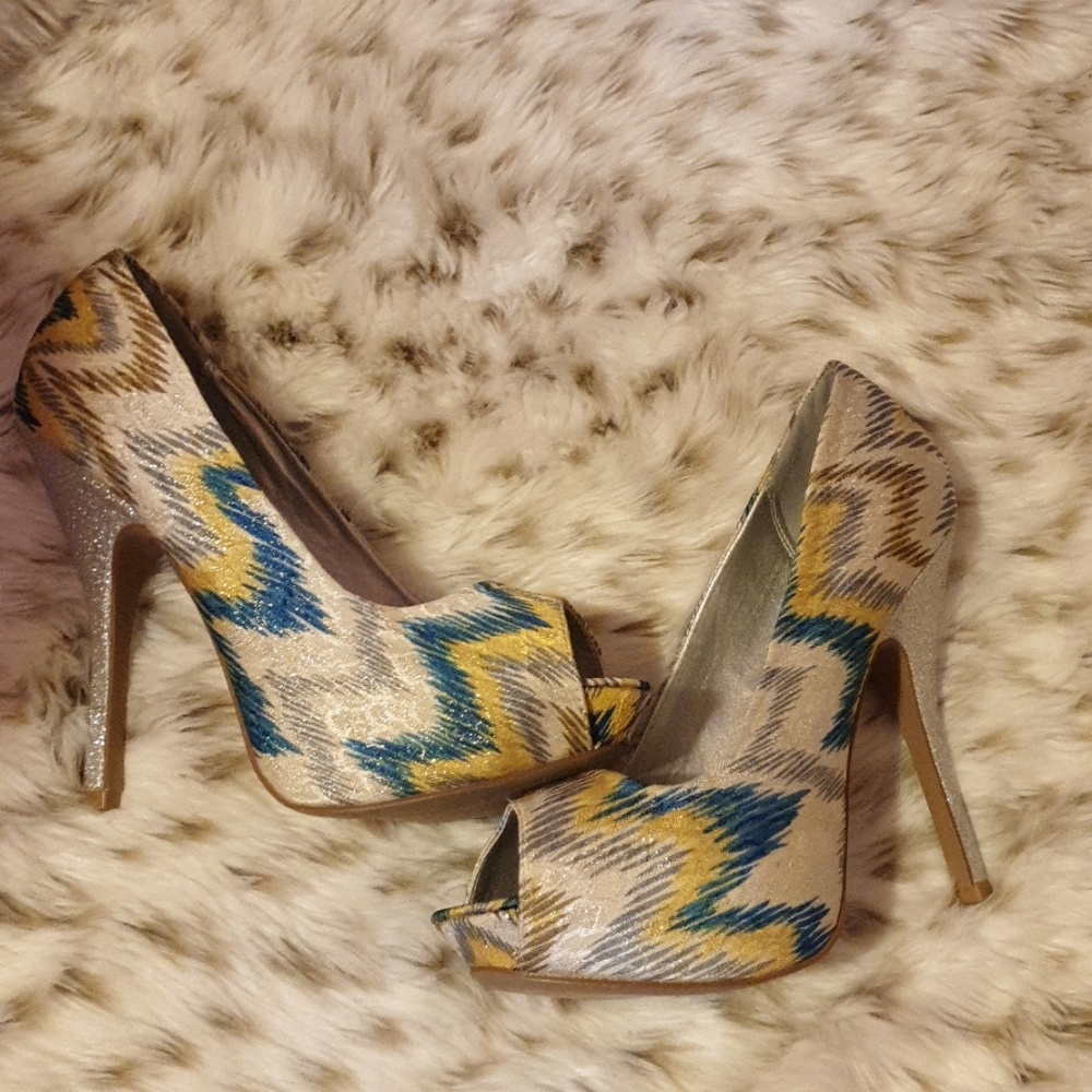 Zig Zag Open Toe Heels